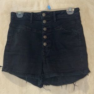 American eagle outfitters black button up shorts